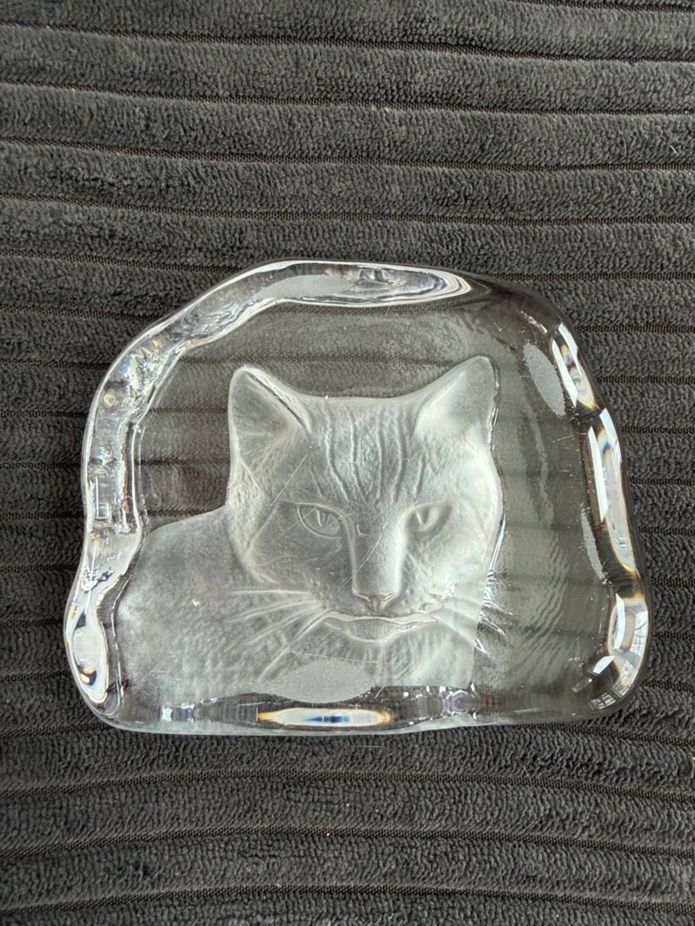 Clear and frosted Glass Cat Sculpture Paperweight or Decor - Clear - Picture 3 of 8